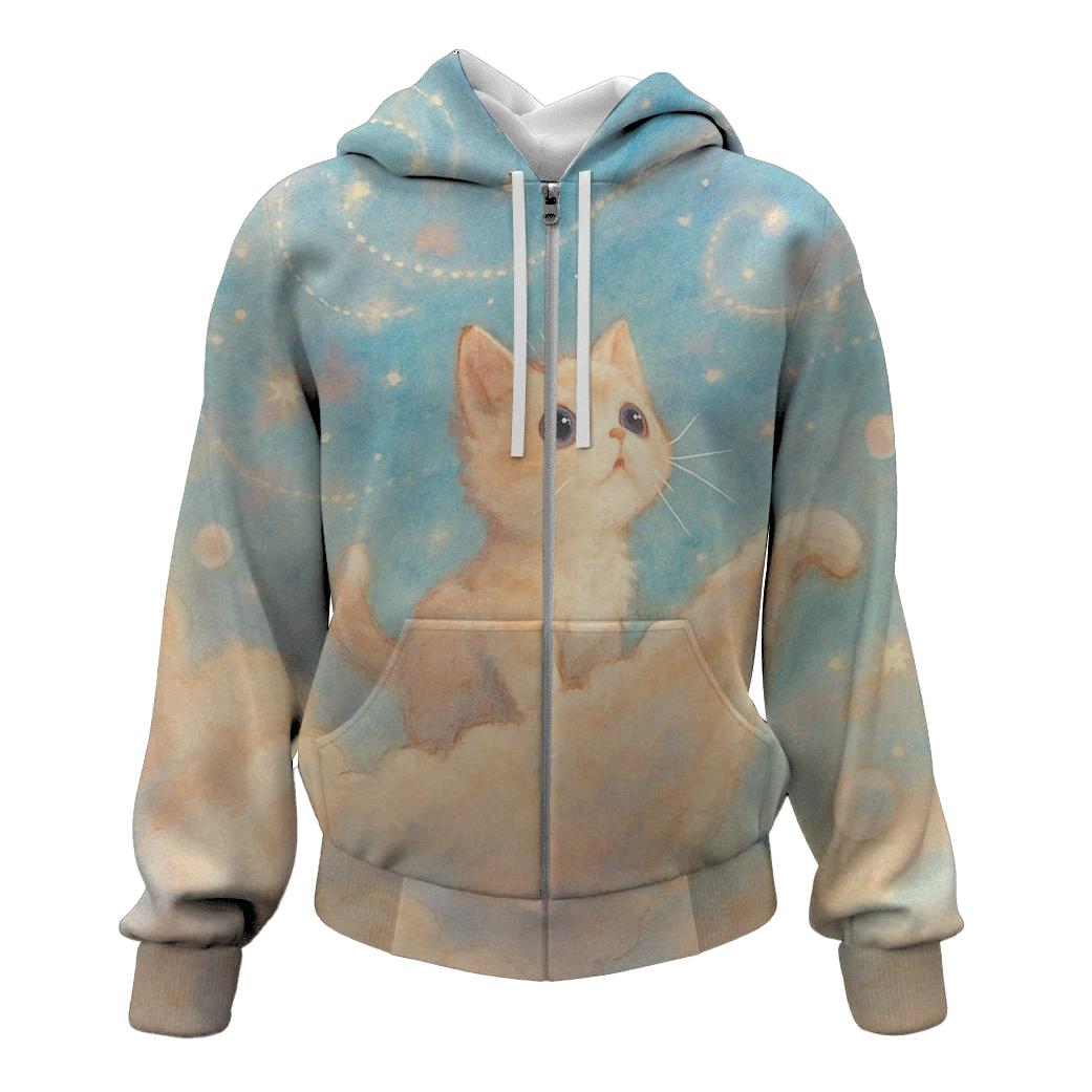 Stargazer Cloud Sailor Kitten zip-up hoodies