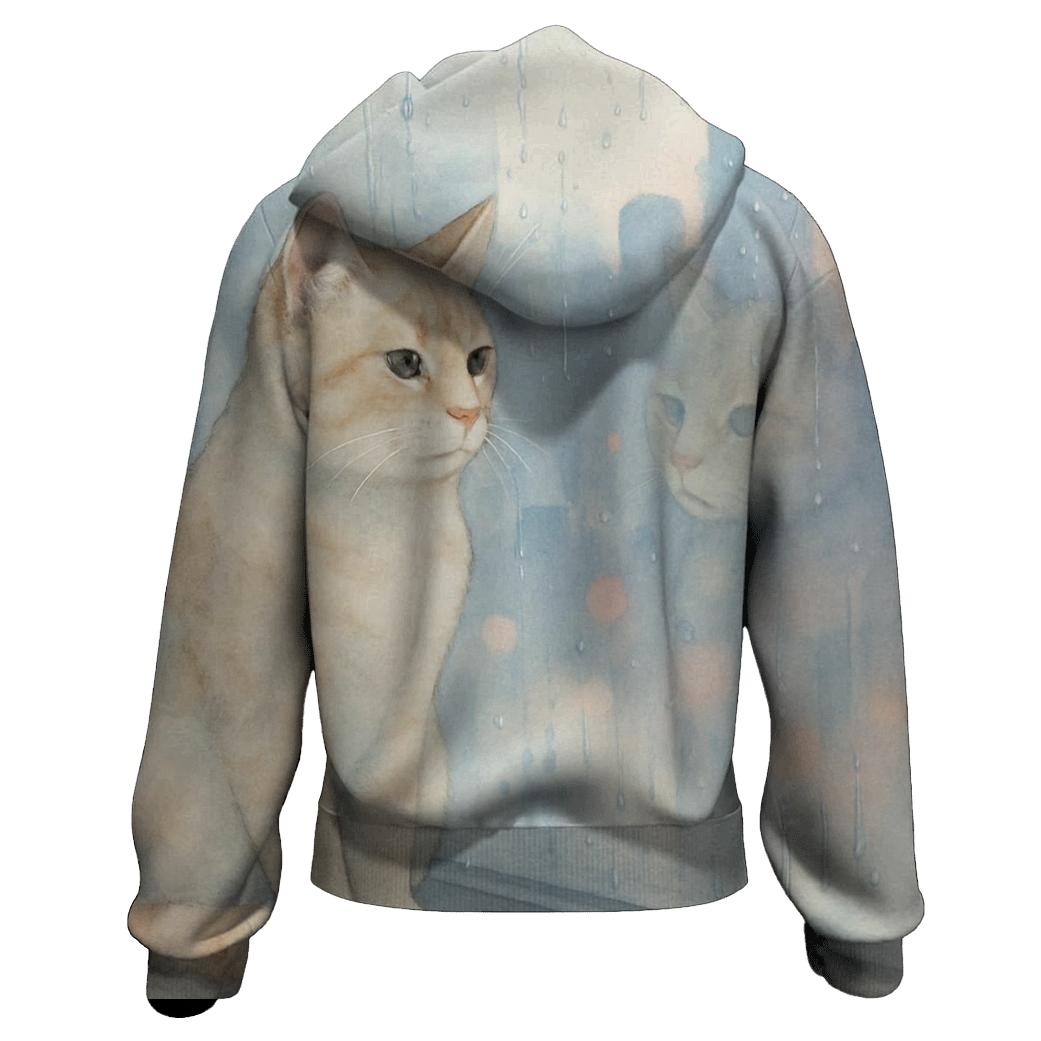 Rainy Window Daydream Cat embroidered hoodies