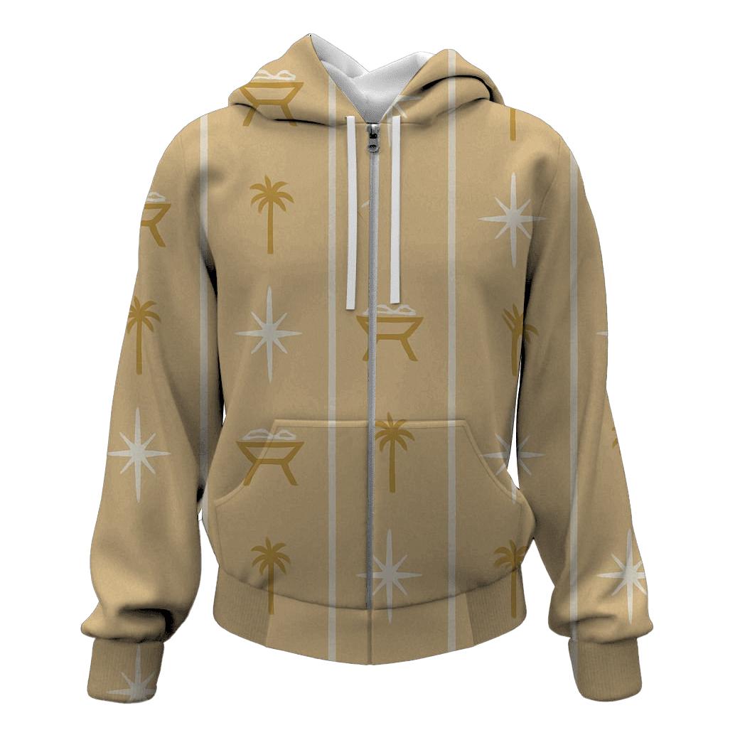 Starlit Nativity Icon Stripe On Soft Beige heavyweight hoodies