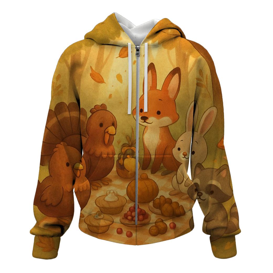 Woodland Friends Autumn Feast hoodies fashion