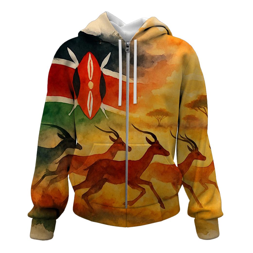 Kenyan Savannah Running Flag custom hoodies
