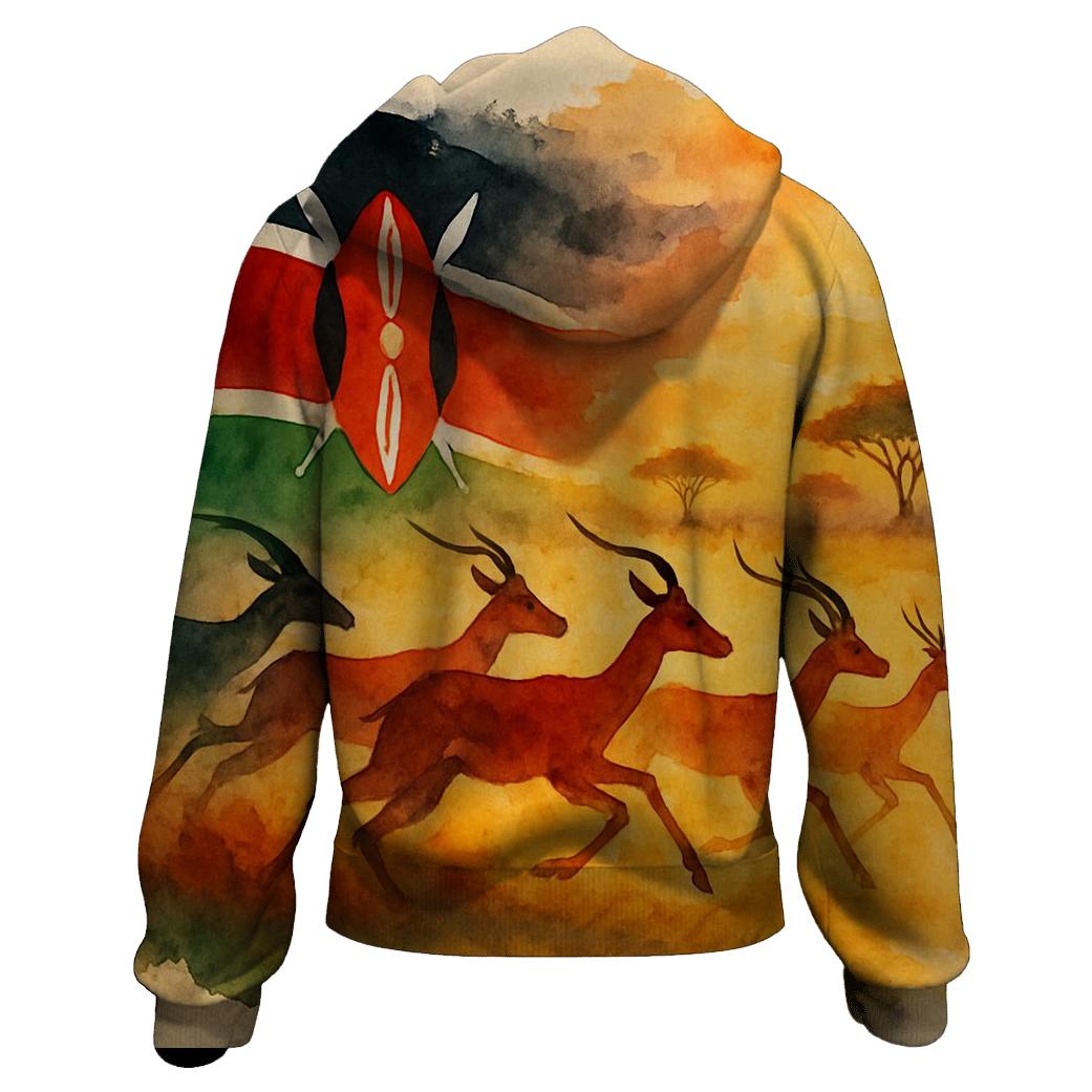 Kenyan Savannah Running Flag custom hoodies