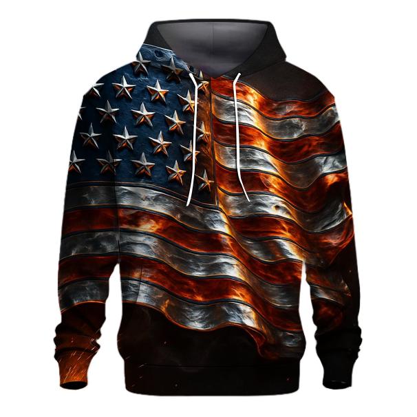 Forged In Liberty Steel Flag heavyweight hoodies