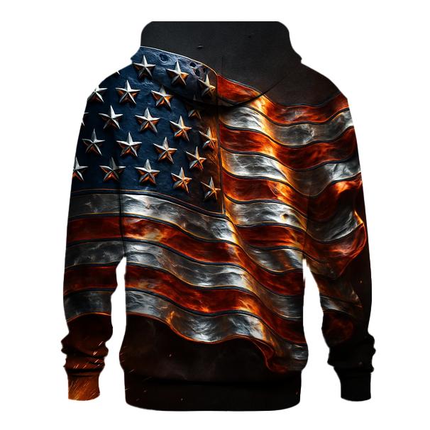 Forged In Liberty Steel Flag heavyweight hoodies