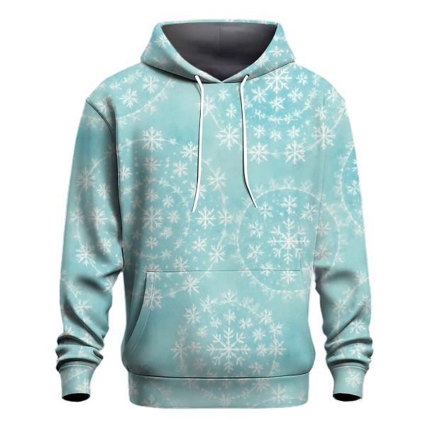 Snowflake Mandala Rings On Icy Blue Gradient designer hoodies