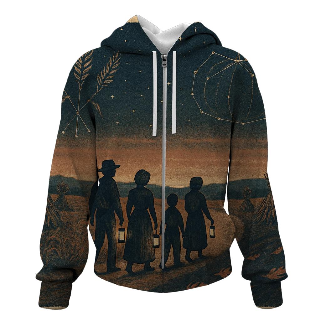 Pilgrims Path Under Autumn Constellations printed hoodies