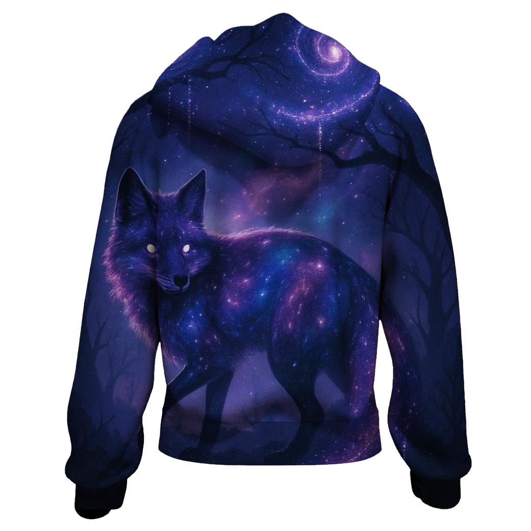 Cosmic Fox In Starlit Forest zip-up hoodies