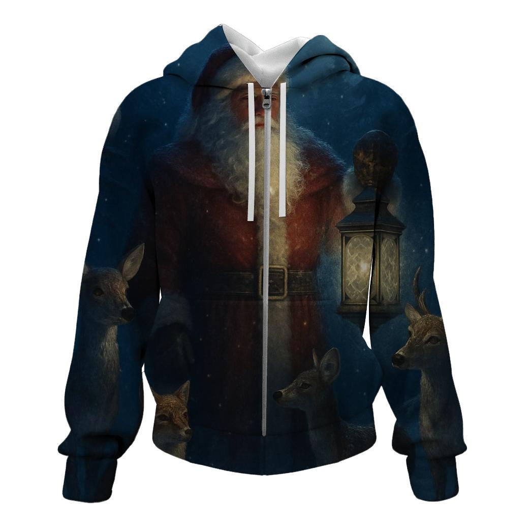 Midnight Forest Guardian Santa pullover hoodies
