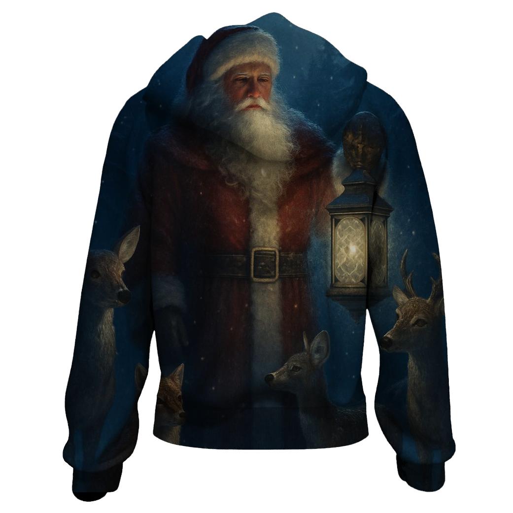 Midnight Forest Guardian Santa pullover hoodies