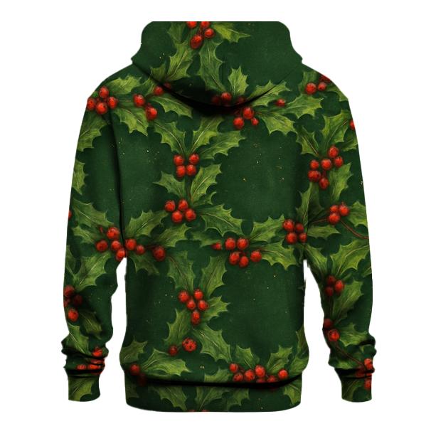 Holly Berry Wreath Chain On Forest Green printed hoodies
