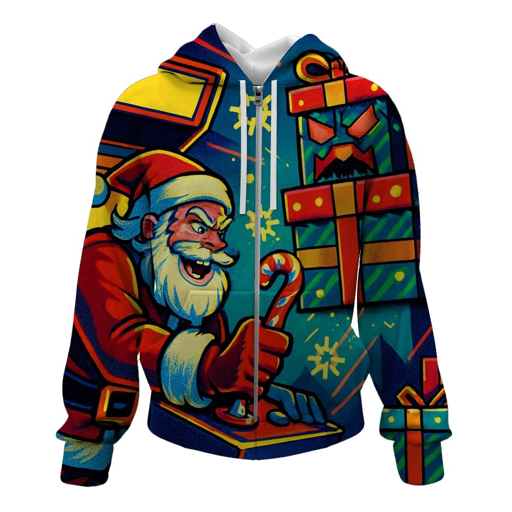 Retro Arcade Santa Showdown designer hoodies