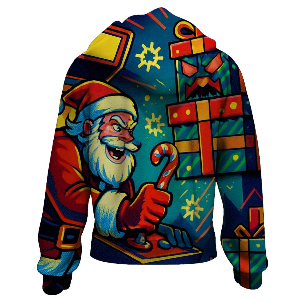 Retro Arcade Santa Showdown designer hoodies