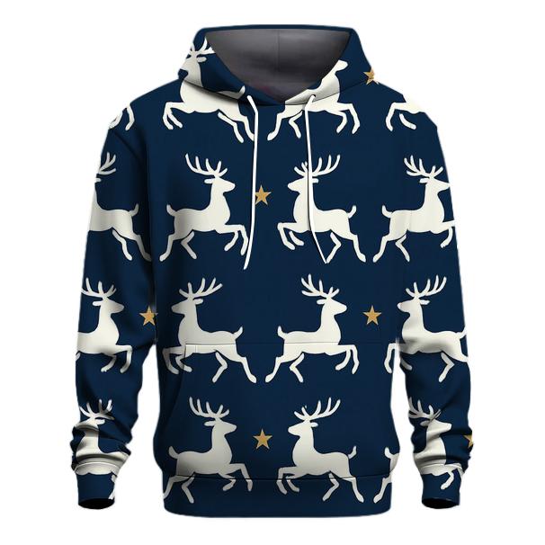 Polar Reindeer Silhouette March On Starry Navy graphic hoodies