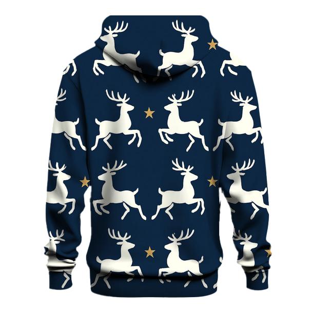 Polar Reindeer Silhouette March On Starry Navy graphic hoodies