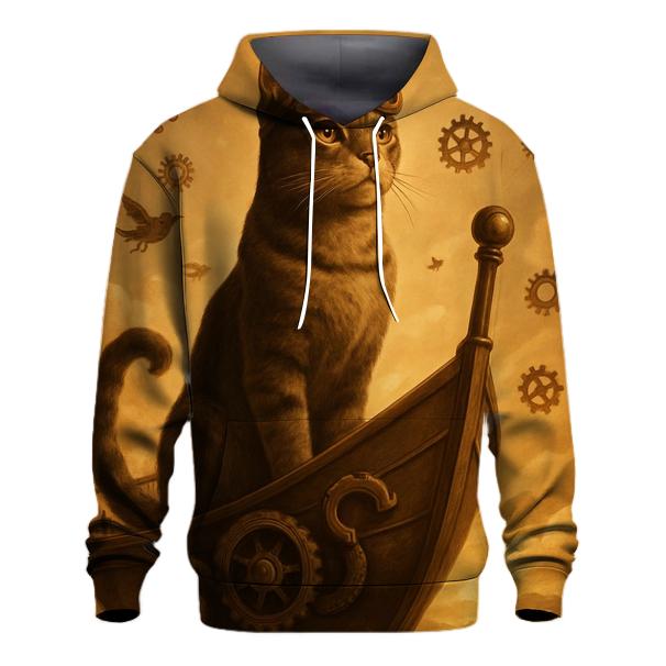 Steampunk Airship Captain Cat zip-up hoodies