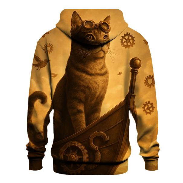 Steampunk Airship Captain Cat zip-up hoodies