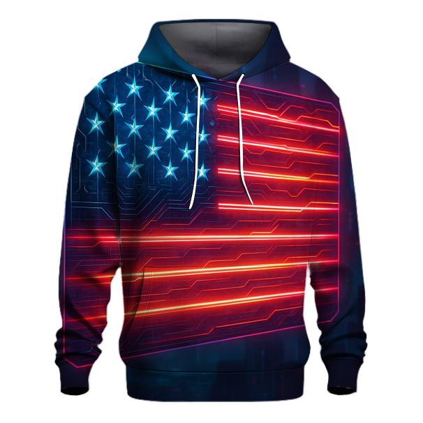 Neon Cyber Stripes Circuit Flag pullover hoodies