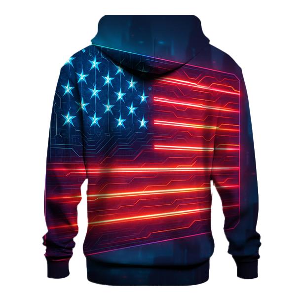 Neon Cyber Stripes Circuit Flag pullover hoodies