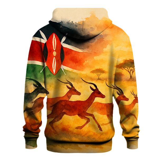 Kenyan Savannah Running Flag heavyweight hoodies