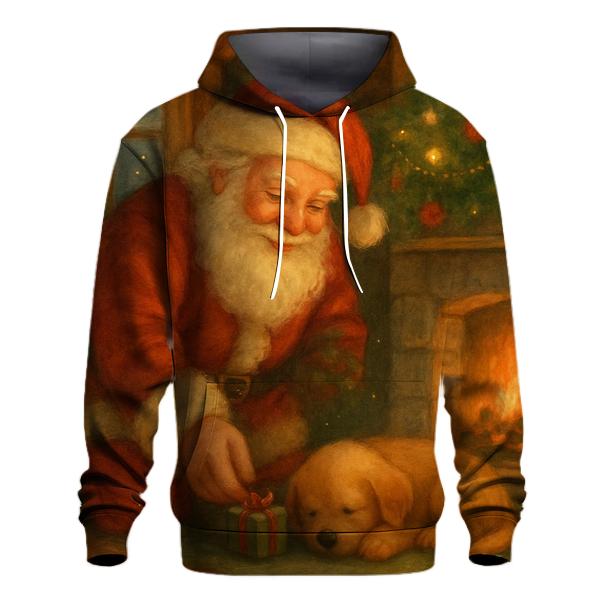 Cozy Storybook Cabin Santa designer hoodies