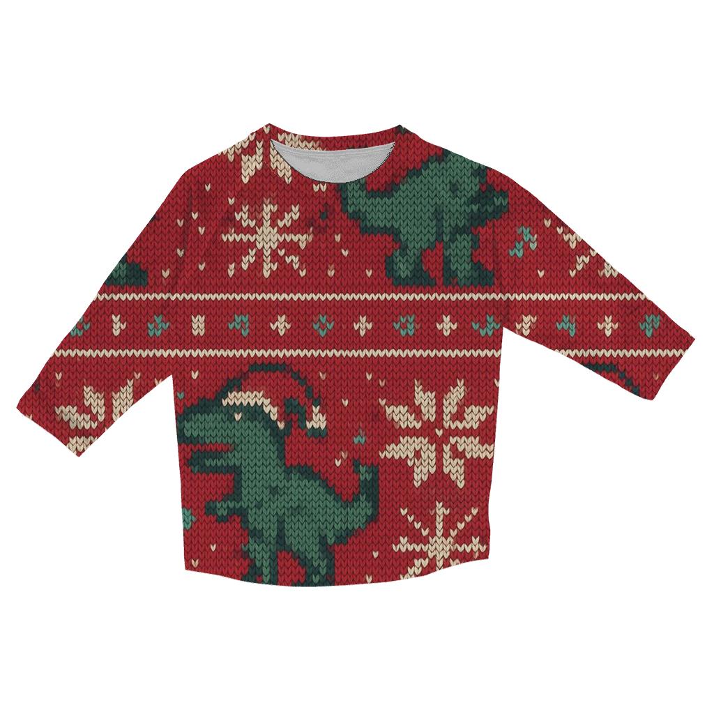 Frosty Sweater Dino Carol Design cotton quarter sleeve shirts