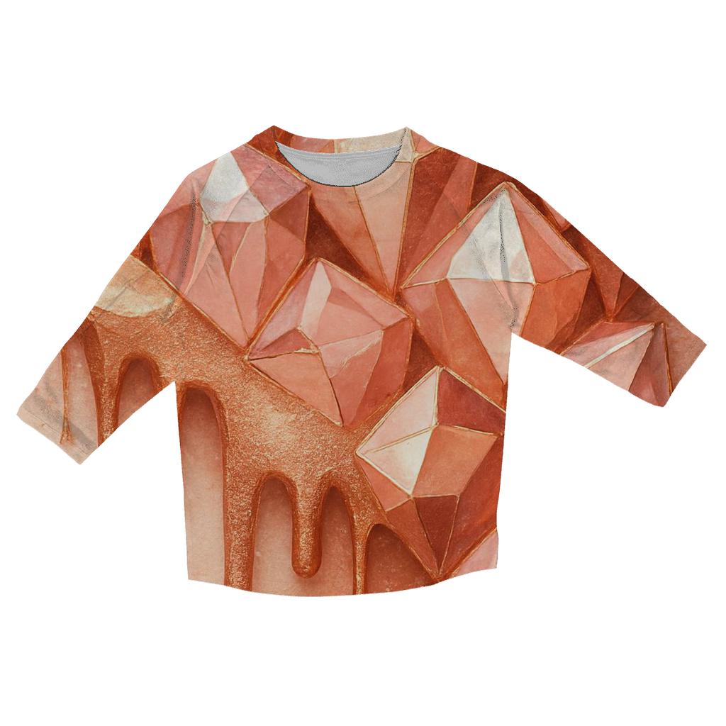 Rose Gold Gem Cascade fashion 3/4 sleeve shirts