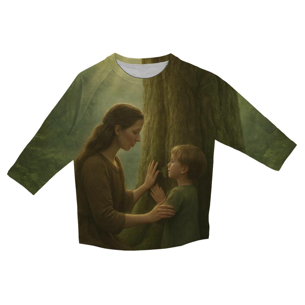 The Rooted Promise A Mother Who Holds The Family Tree Upright printed three quarter sleeve shirts