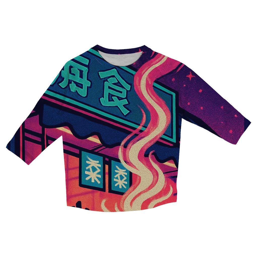 Neon Street Food Galaxy printed three quarter sleeve shirts