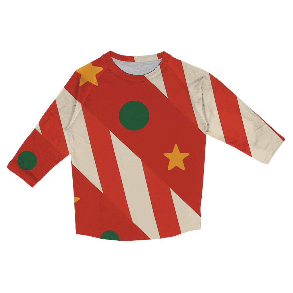 Candy Cane Comet Stripes printed three quarter sleeve shirts