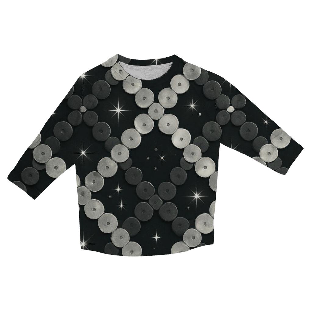 Silver Charcoal Sequin Lattice custom 3/4 sleeve shirts