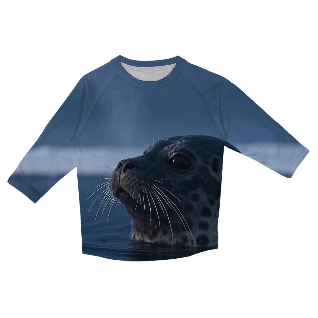 Ice Edge Breath Ringed Seal printed three quarter sleeve shirts