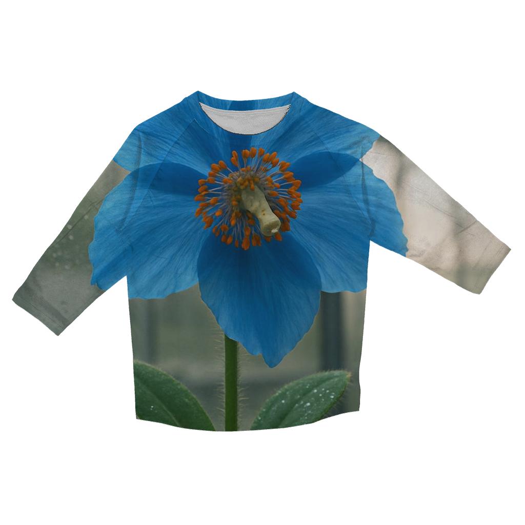Blue Poppy Study In A Botanical Glasshouse trendy 3/4 sleeve tops