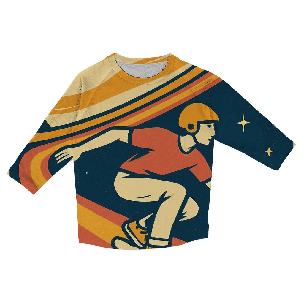 Retro Futurist Saturn Skate Poster designer 3/4 sleeve blouses