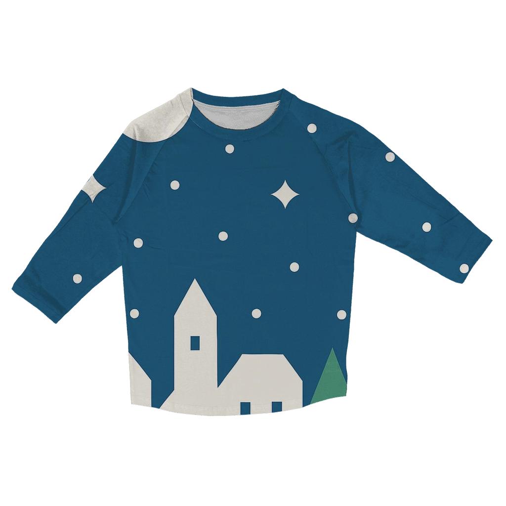 Silent Night Skyline Cutouts trendy 3/4 sleeve tops