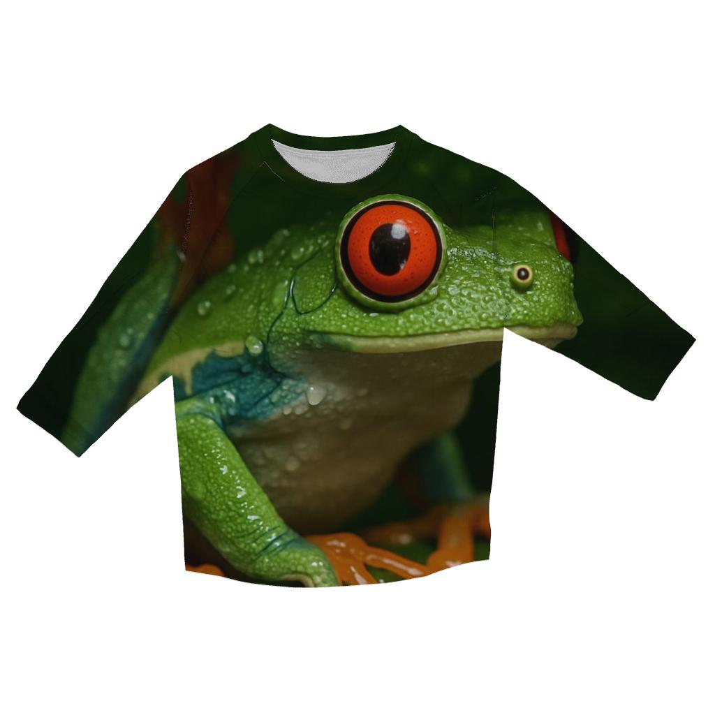 Rainforest Glide Red Eyed Tree Frog designer 3/4 sleeve blouses