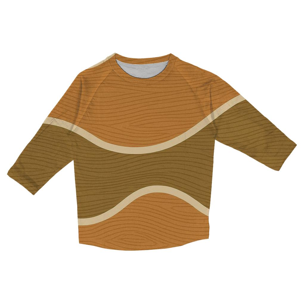 Woodgrain Geometry Wave Bands personalized 3/4 sleeve tees