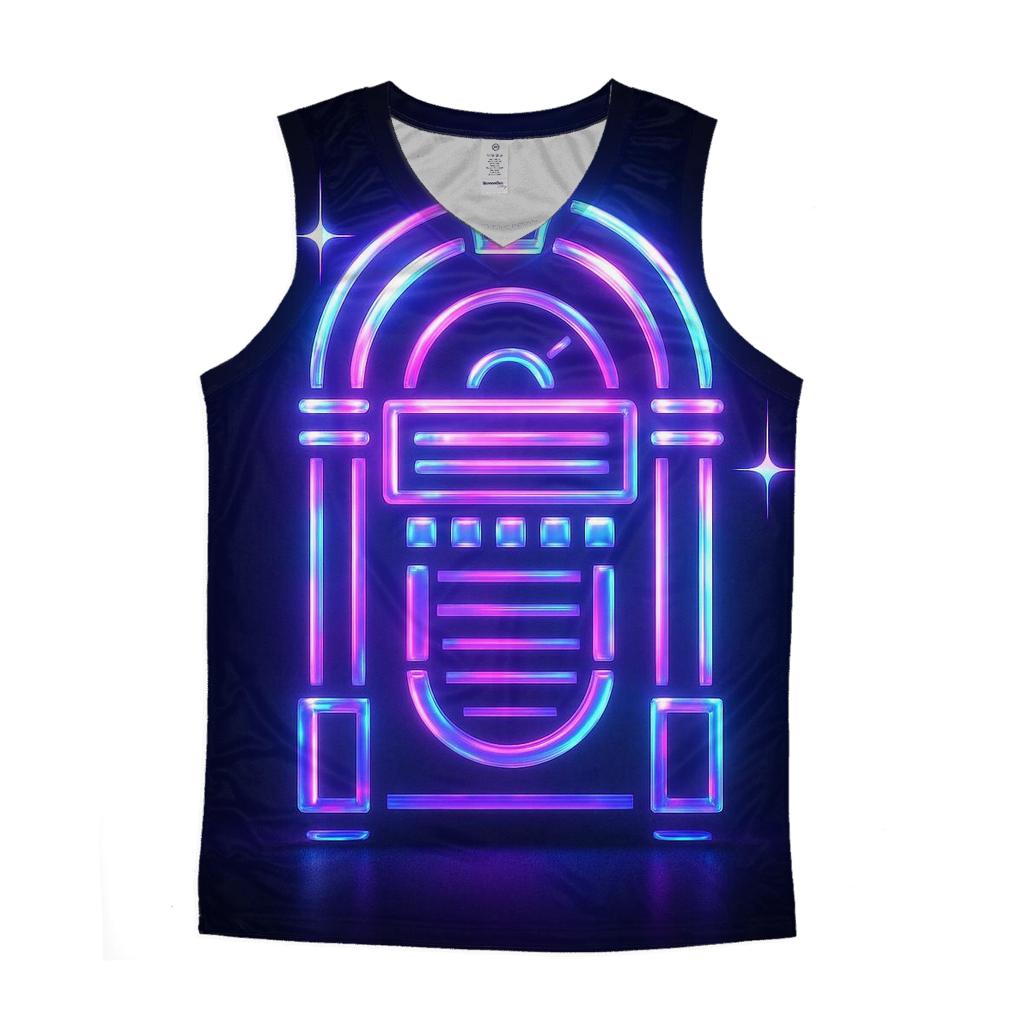 Neon Marquee Jukebox trendy fitted tank tops