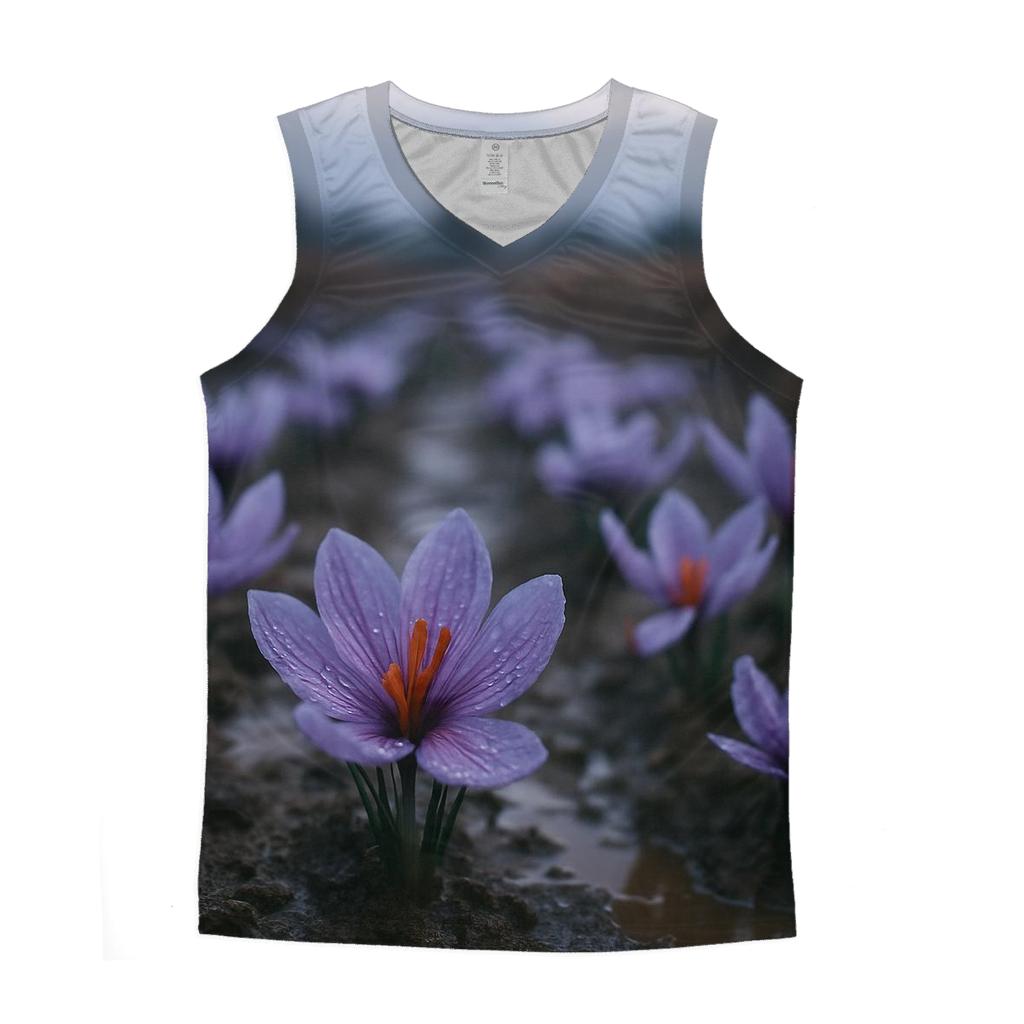 Saffron Crocus Harvest After Rain cotton sleeveless tops