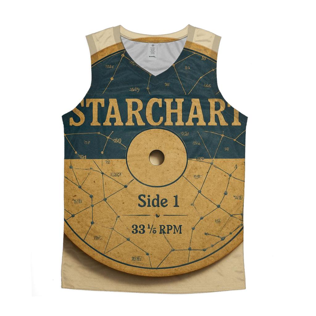 Faded Vinyl Record Astronomy Chart graphic print tank tops
