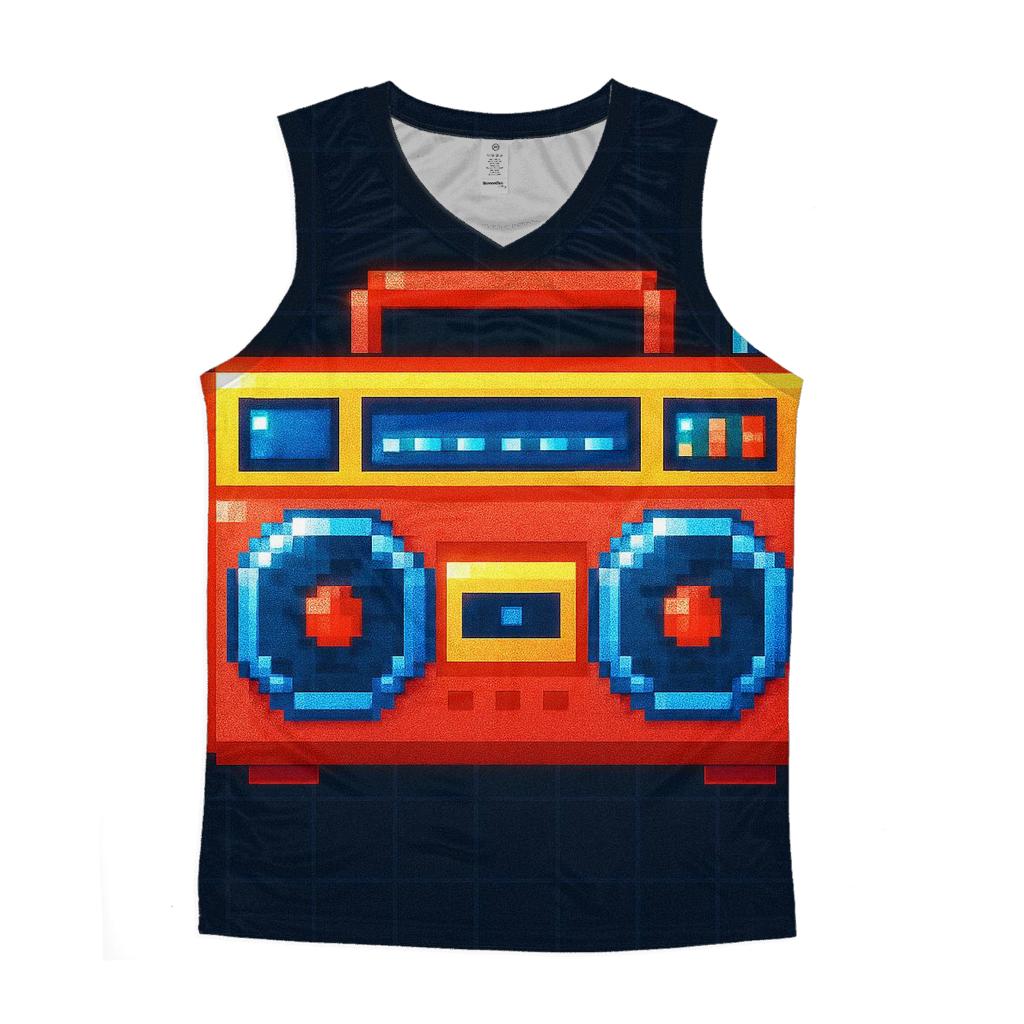 Pixel Arcade Boombox sports performance tank tops