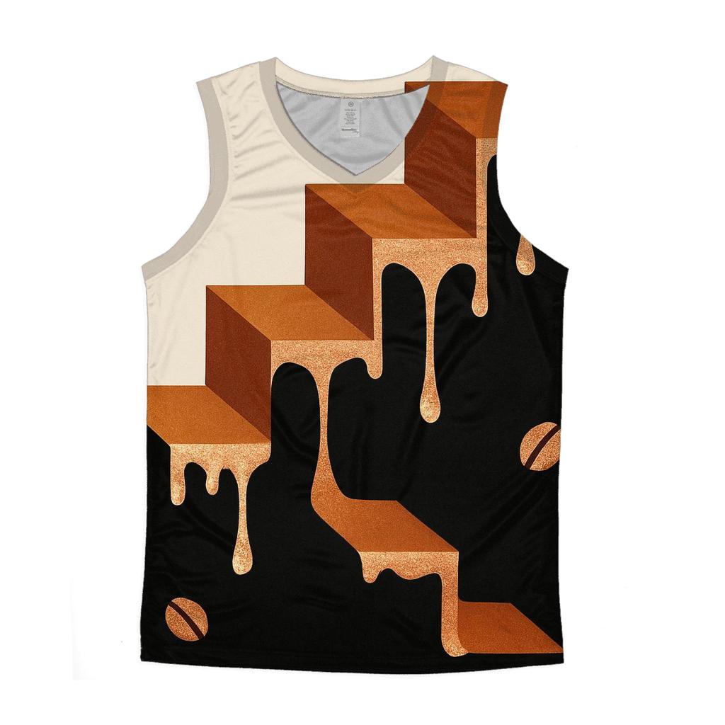 Copper Drip Geometry cotton sleeveless tops