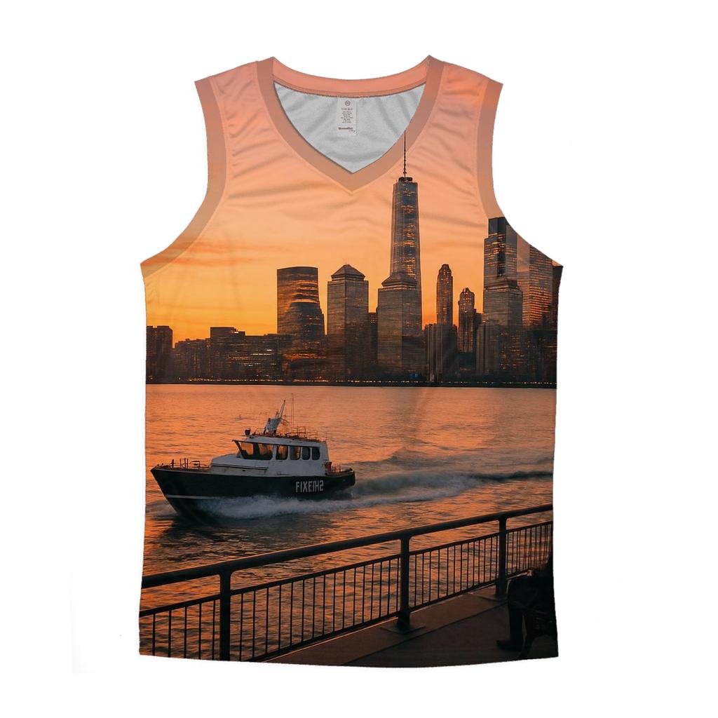 Sunset From The Battery With Harbor Pilots Crossing The Frame cotton sleeveless tops