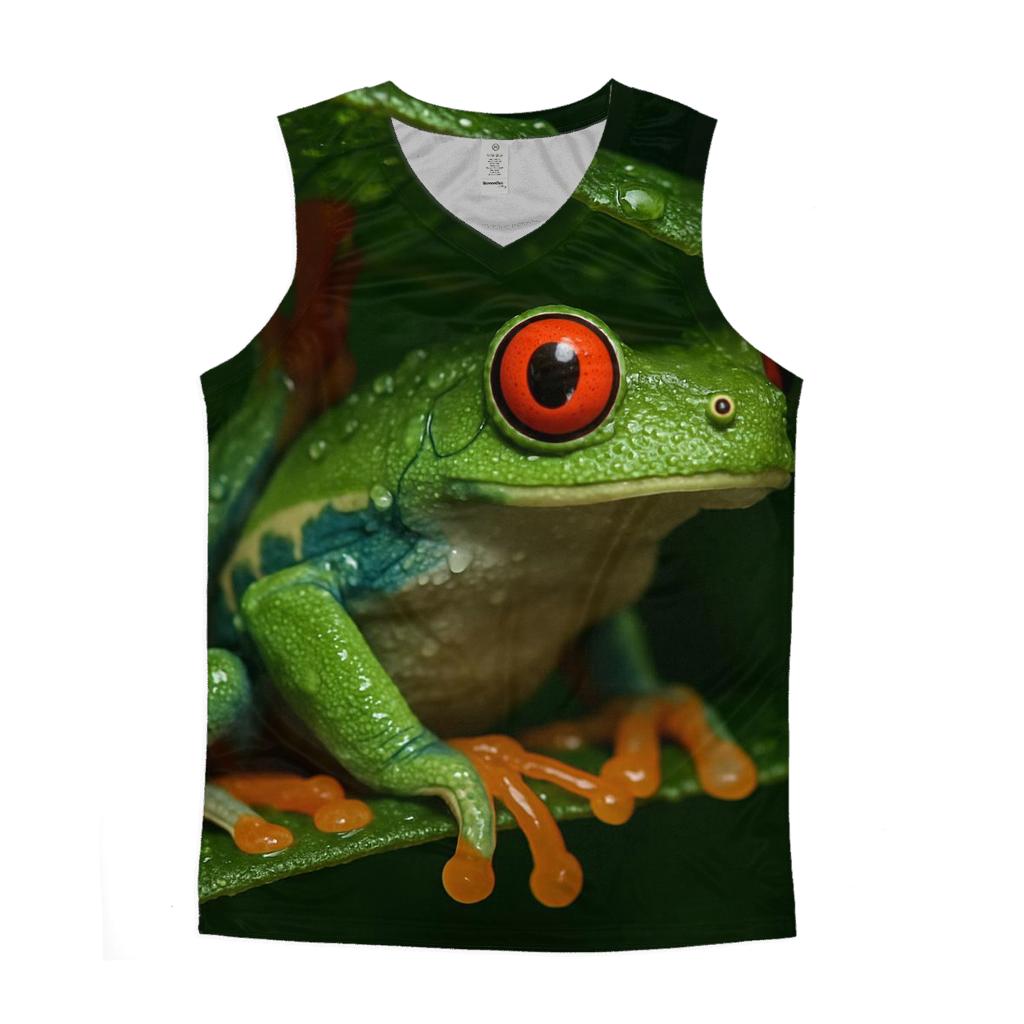 Rainforest Glide Red Eyed Tree Frog graphic print tank tops