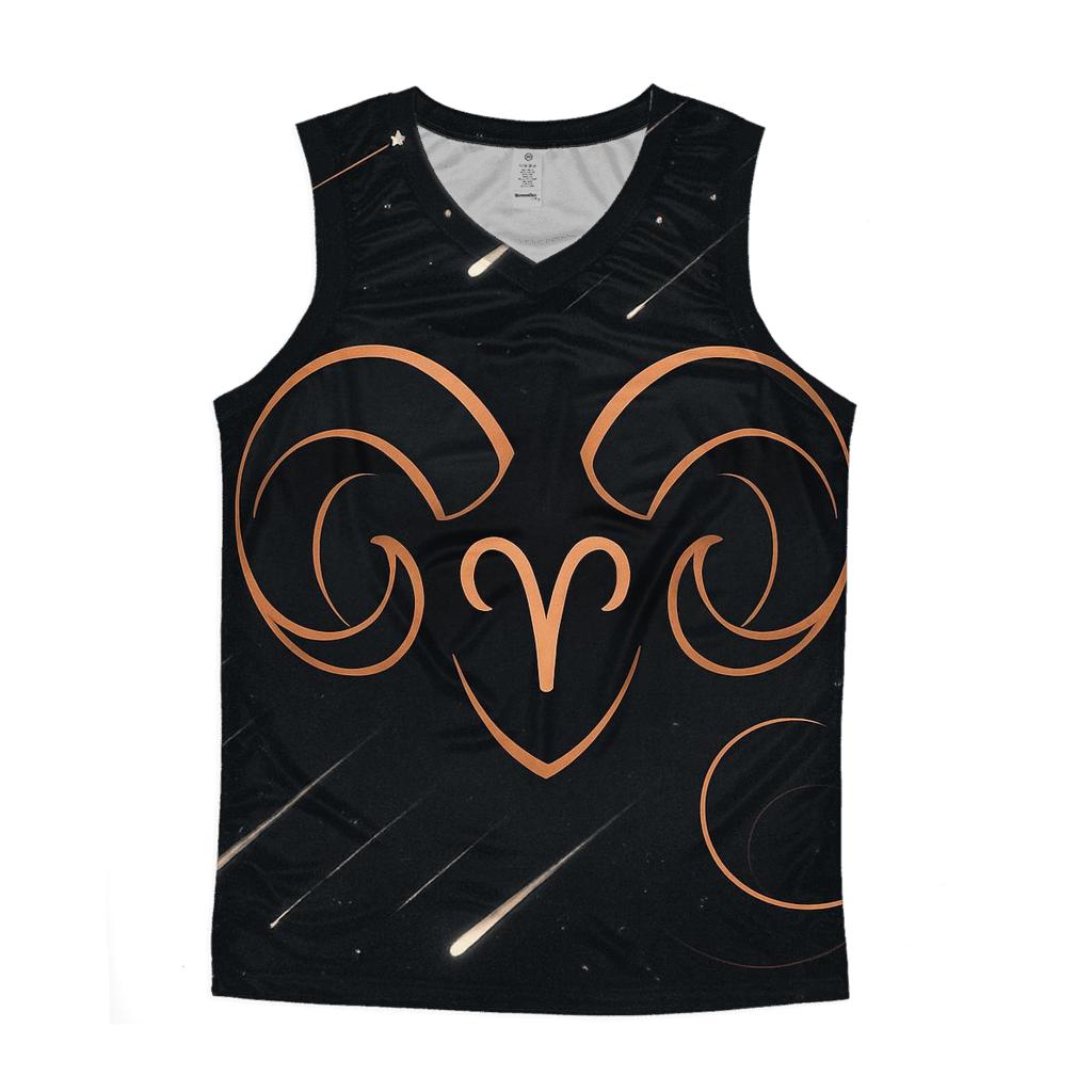 Aries Ram Horns And Meteor Retrograde Map sports performance tank tops