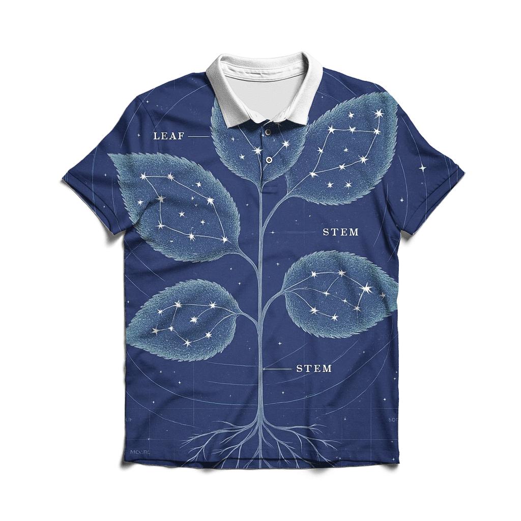 Cosmic Botanical Blueprint casual sports polo shirts