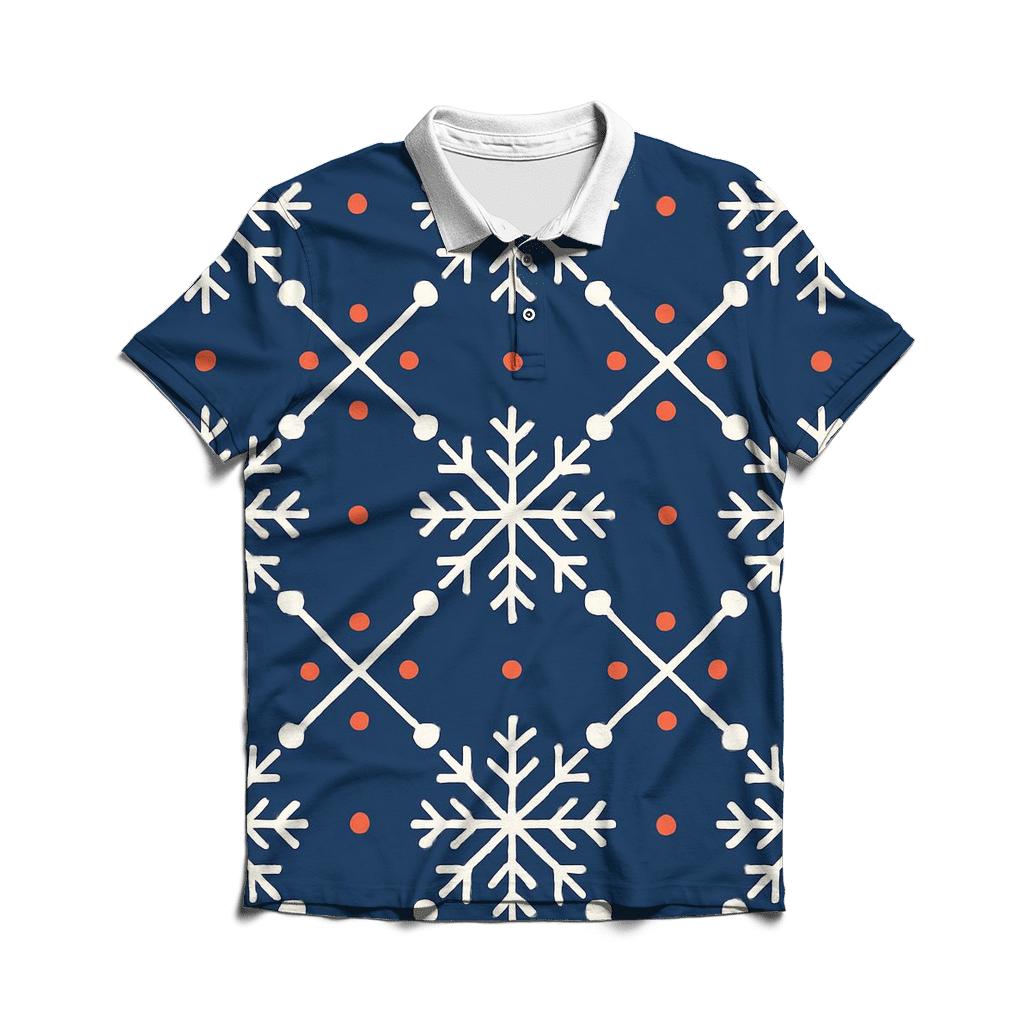 Snowflake Lattice Carol Pattern stylish collar polo tees