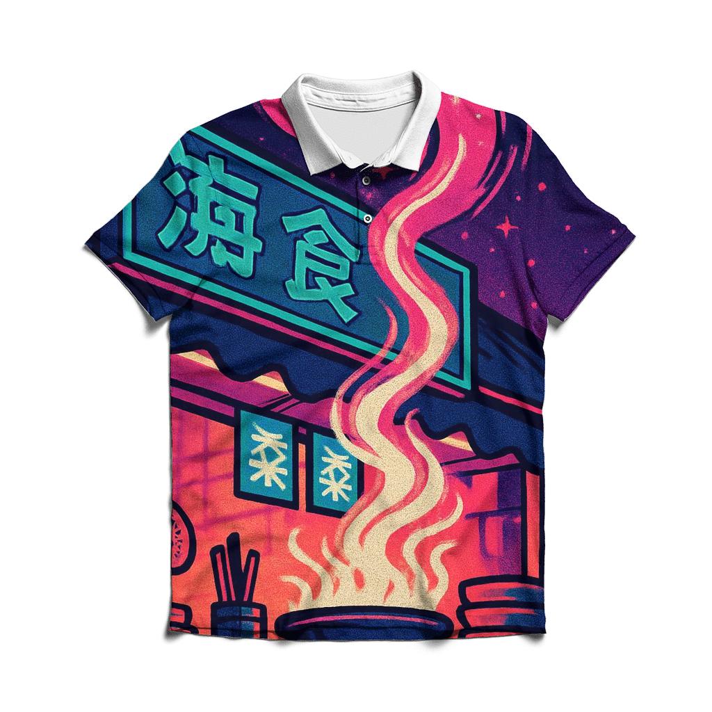 Neon Street Food Galaxy branded logo polo shirts