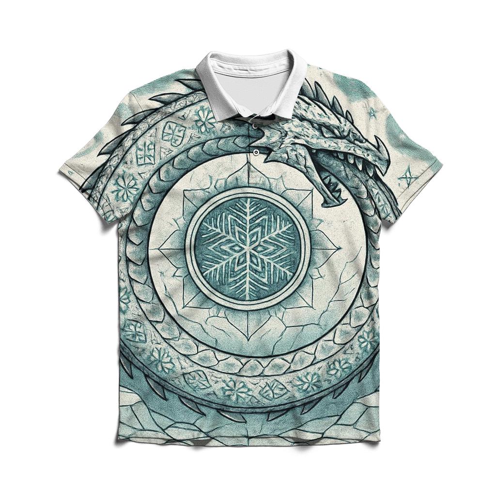 Ouroboros Glacier Ink Mandala embroidered polo tops