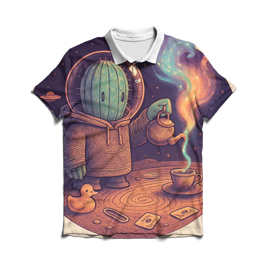 Cactus Astronaut Tea Ceremony stylish collar polo tees
