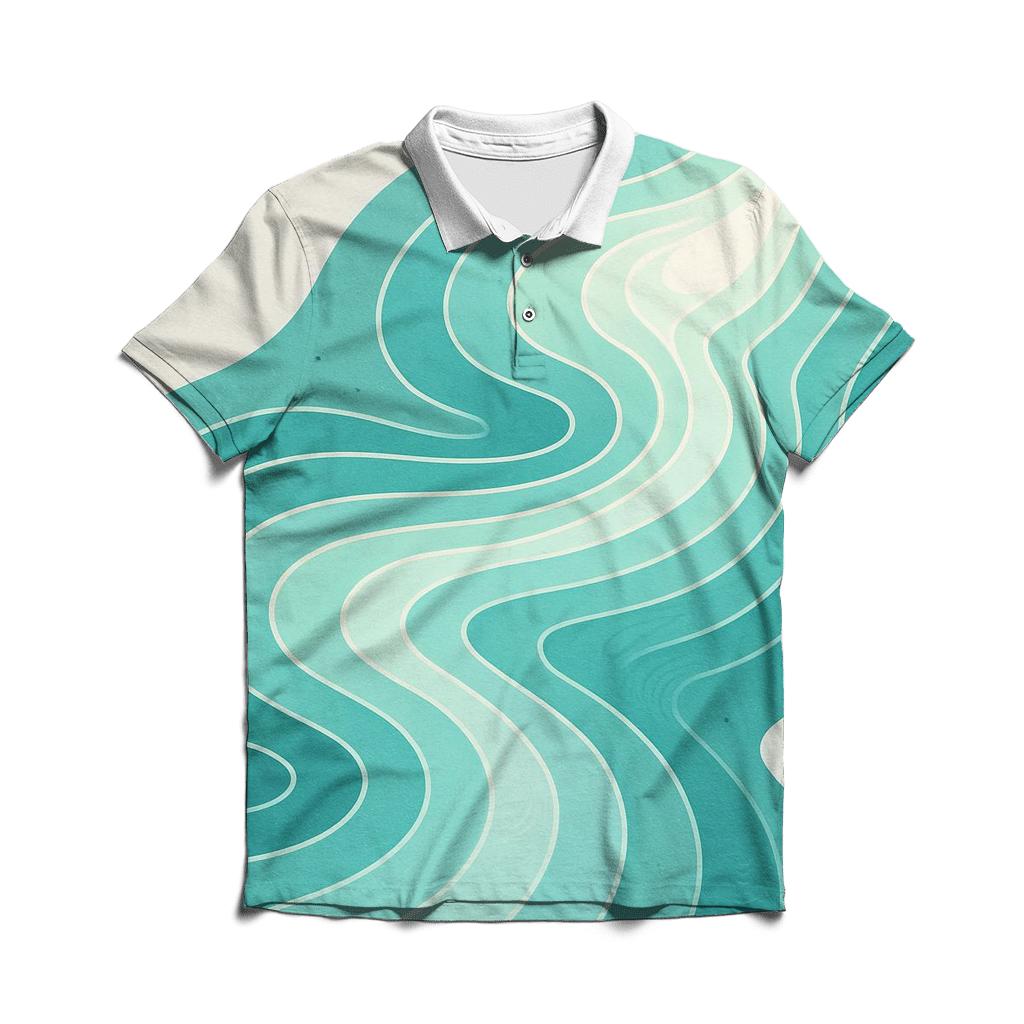 River Of Renewal Geometry embroidered polo tops